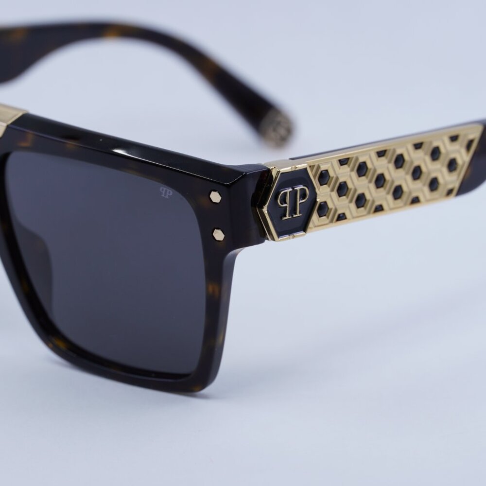 🕶️ New Philipp Plein SPP080 0722 Sunglasses - Havana Frame, Grey Lenses - Picture 6 of 12